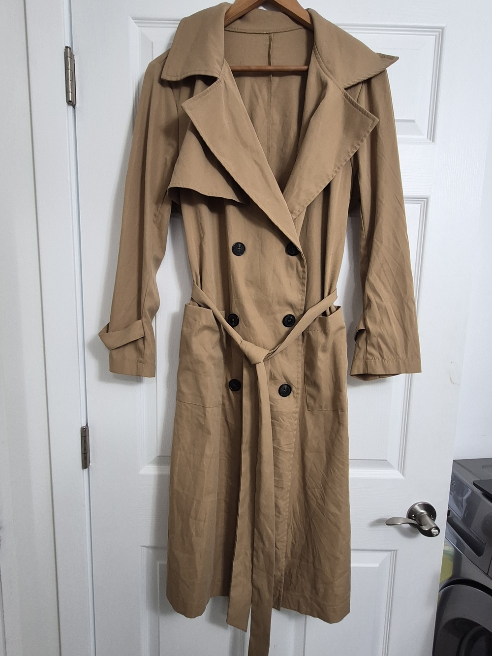 SHEIN Long Camel Trench Coat with Belt